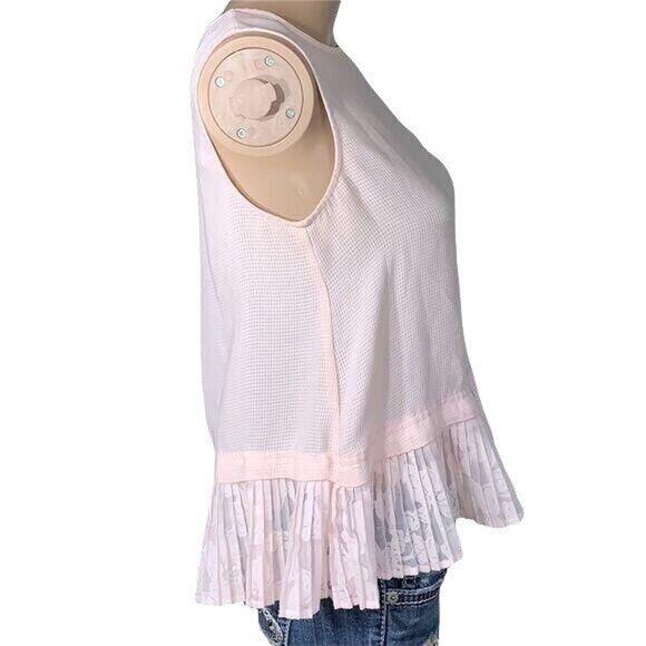 Merona Womens Blouse Shirt Top Pleated Ruffled Sleeveless Pullover Blush Pink XS - Picture 6 of 9